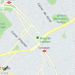 OpenStreetMap - Biblioteca Jaume Fuster, Plaça de Lesseps, Barcelona, Espanya